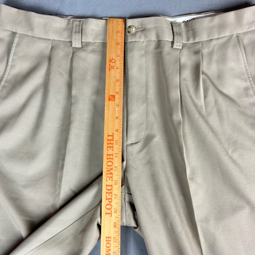 Oak Hill Dress Pants Mens 44x30(44x27) Khaki Tan Pleated Front Polyester Slacks - Picture 4 of 10